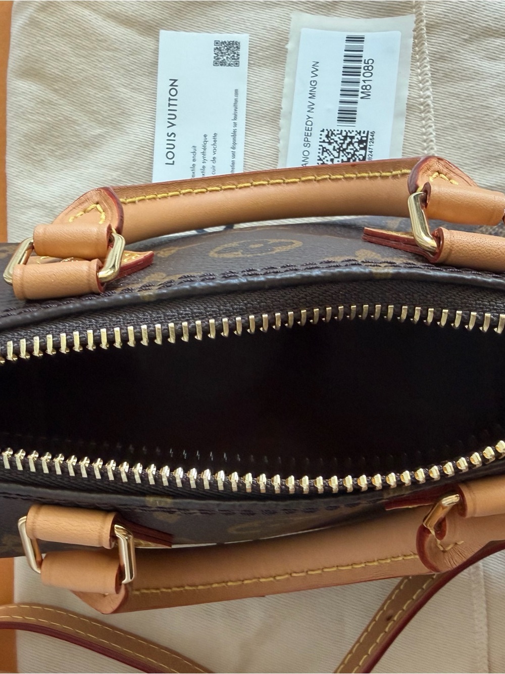 ❌SOLD❌ Louis Vuitton Monogram Nano Speedy Handbag with Vachetta Trim - Picture 10 of 13